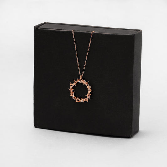Beautiful rose gold plated jesus crown pendant with rose gold plated chain