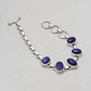 Sterling Silver Lapis Gemstone Link Chain Bracelet, High Quality Silver Men's Bracelet