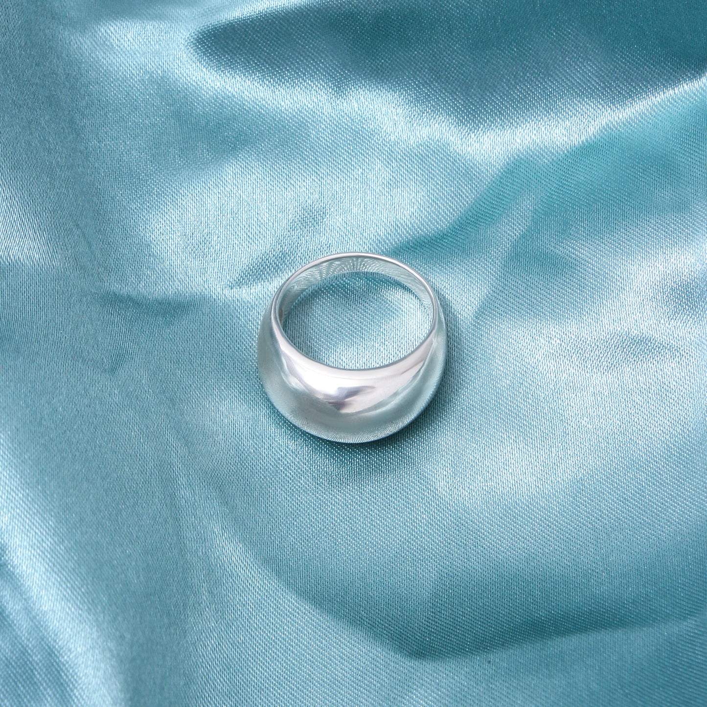 925 Sterling Silver Chunky Dome Band Ring | High Polish Wide Silver Statement Ring for Women & Men