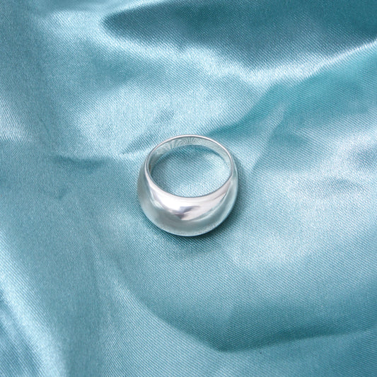 925 Sterling Silver Chunky Dome Band Ring | High Polish Wide Silver Statement Ring for Women & Men