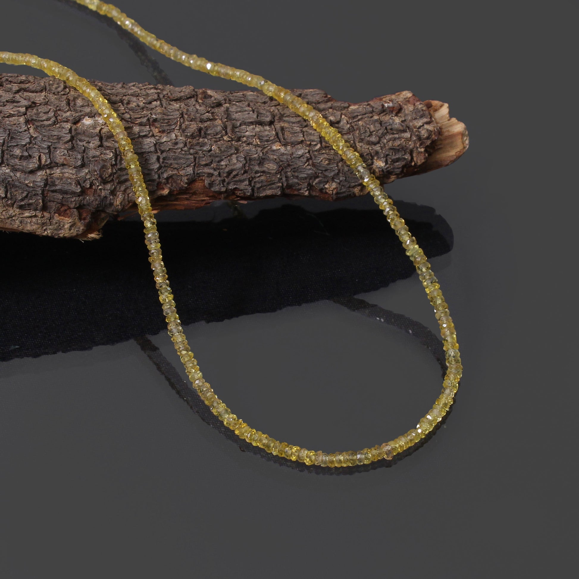 pukhraj yellow sapphire beaded necklace with silver clasp