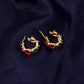 Multi Gemstone Quartz Hoop Earrings – Colorful Gold-Plated Statement Hoops for Women