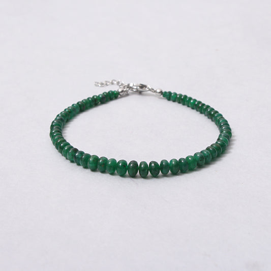AAA Grade Natural Emerald Bracelet with 925 Silver Clasp