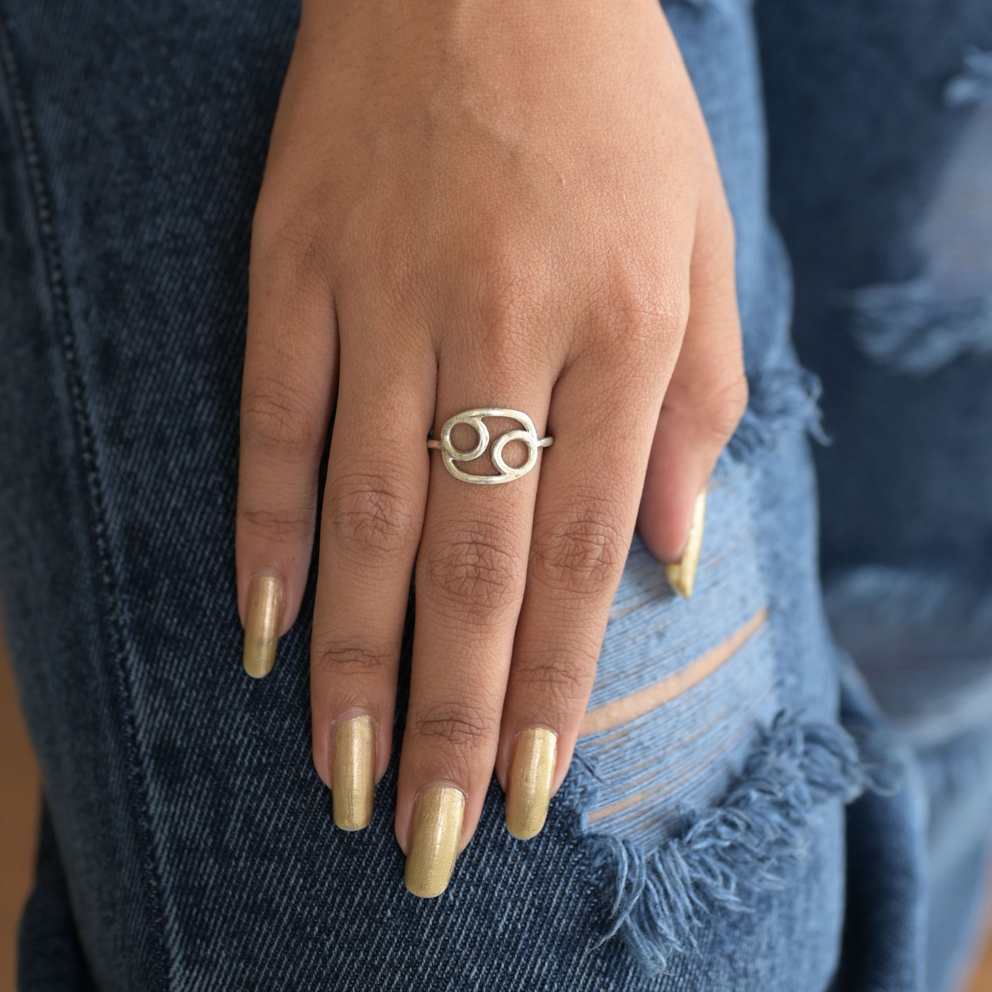 Zodiac Symbol Rings, Silver CANCER Sign Ring, Healing Gift For Mom