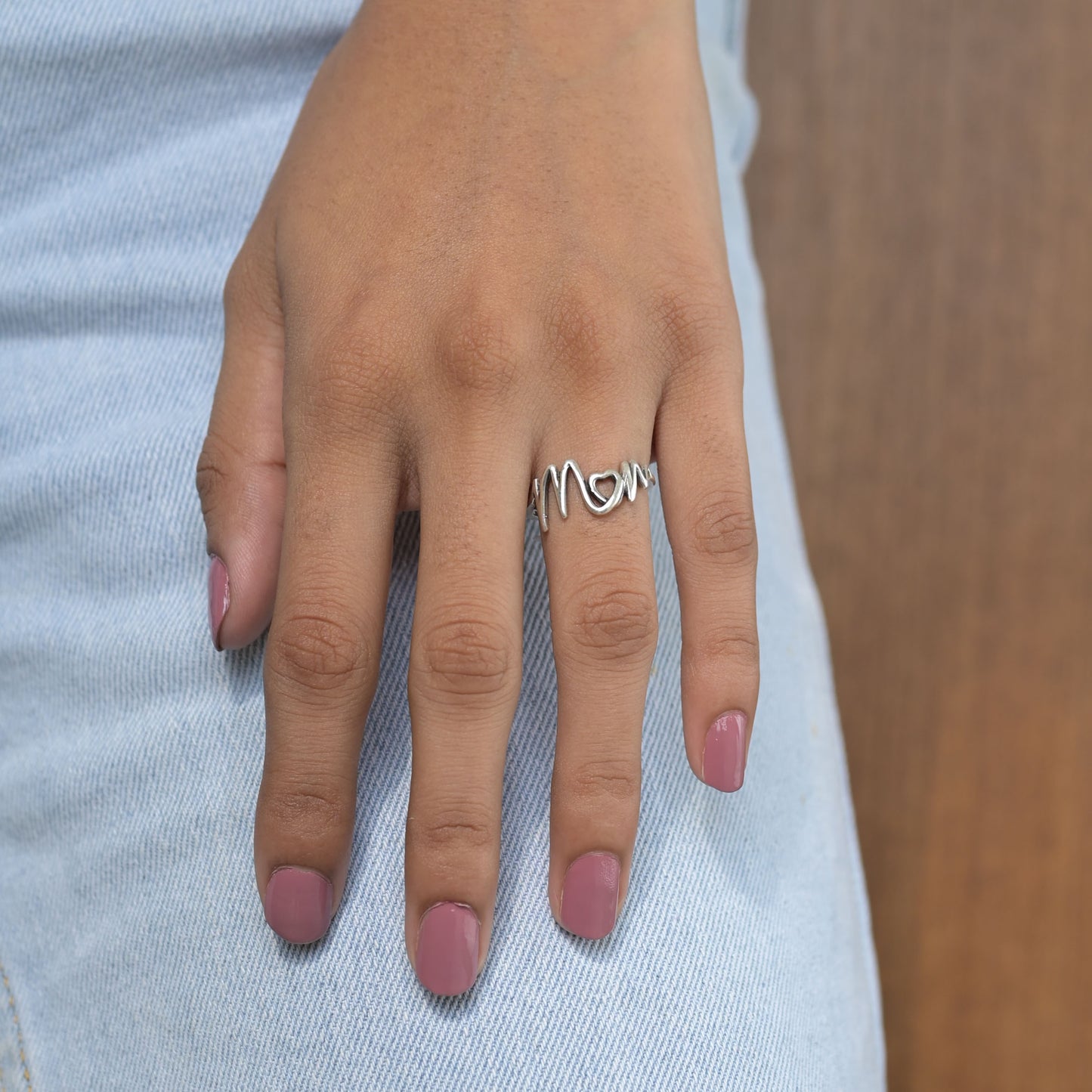 MOM Letter Silver Ring