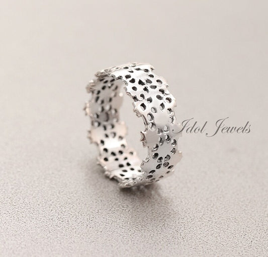 Crown Lace Ring-Holes Silver Ring