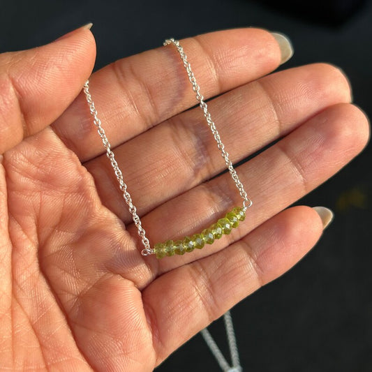 Stackable Bar Green Peridot Necklace