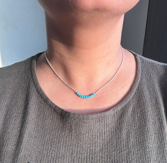Bar Turquoise Necklace, Crystal Necklace