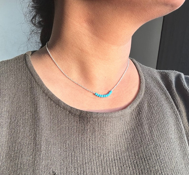 Bar Turquoise Necklace, Crystal Necklace