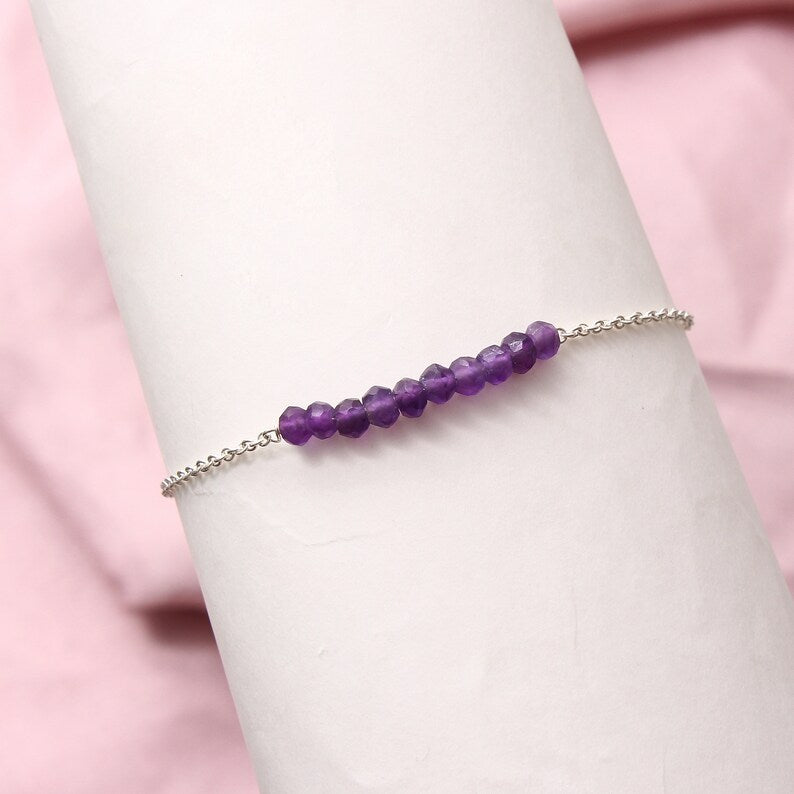 Purple Amethyst Crystal Bar Bracelet