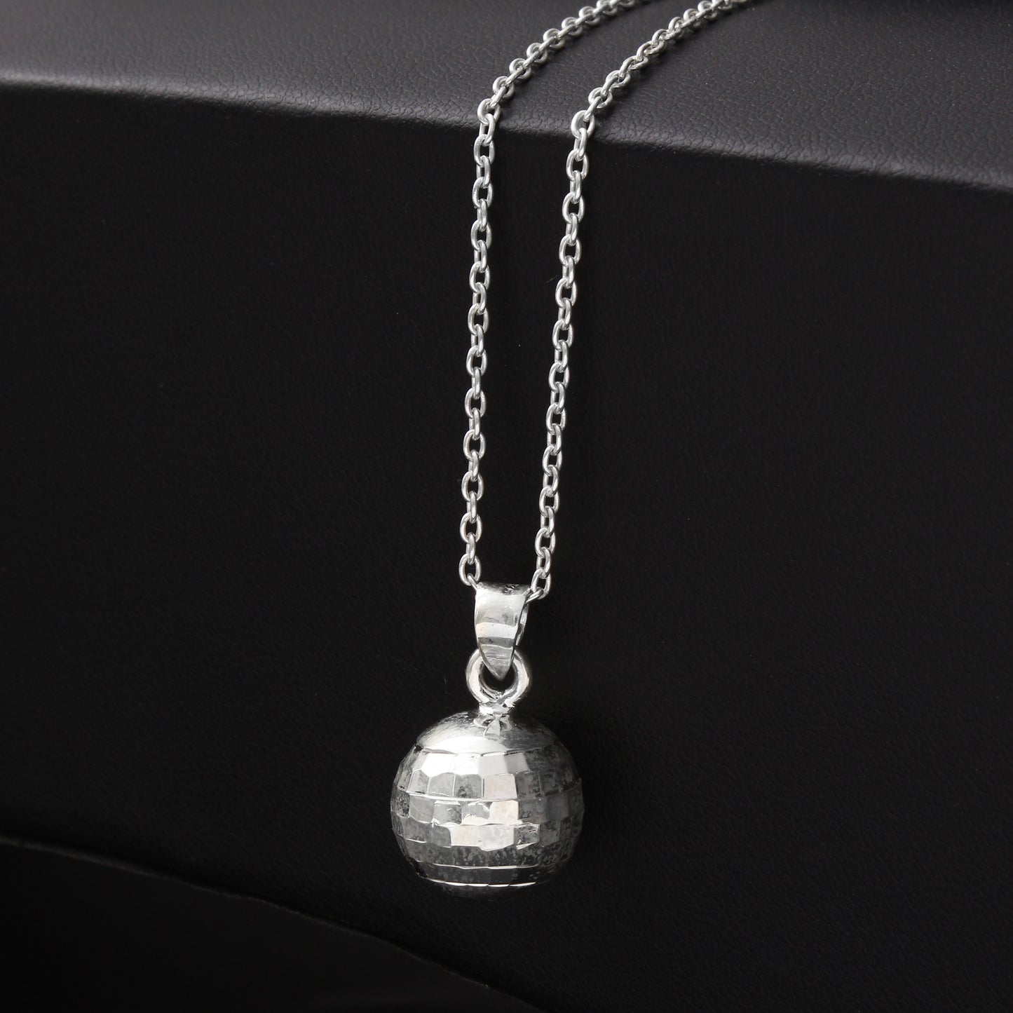 925 silver disco ball sphere charm pendant with silver chain
