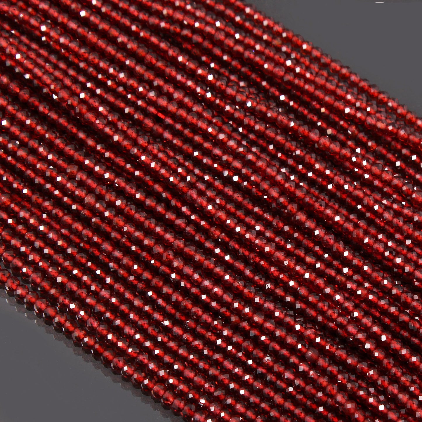 4 mm Red Garnet Faceted Round Beads Strand, Length 12.5 Inches GemsRush