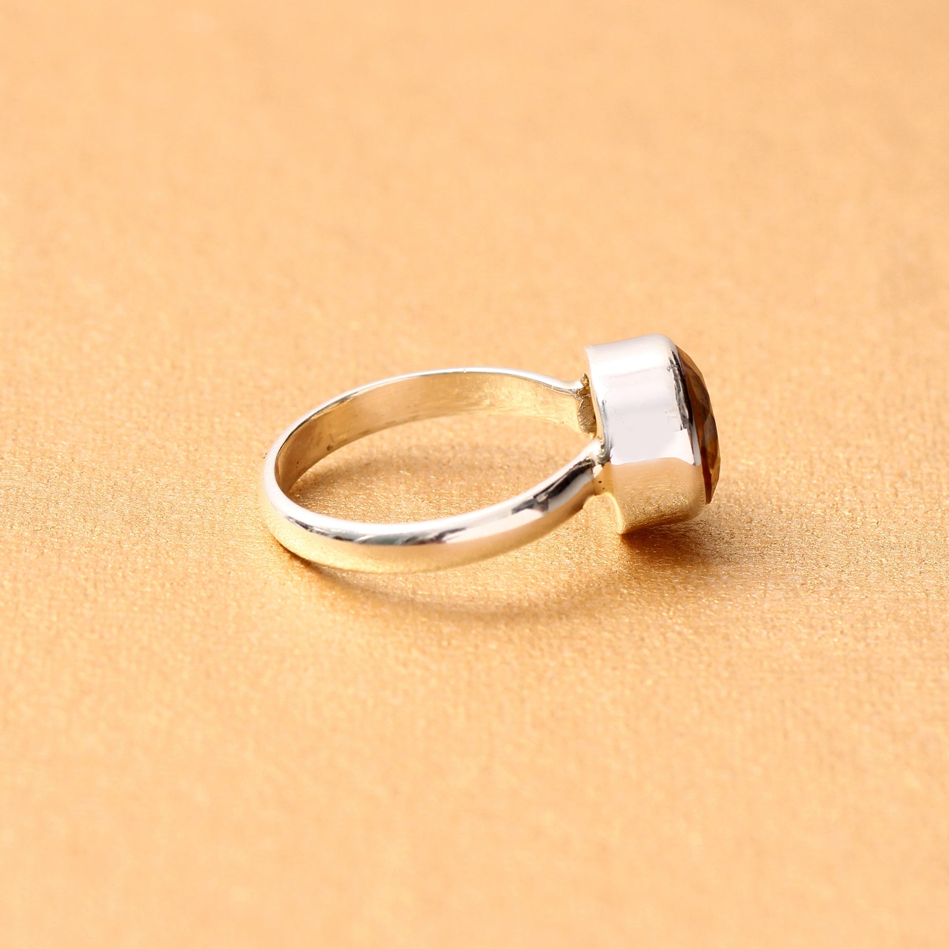 925 Sterling Silver Citrine Ring, November Birthstone 7 US Ring Size GemsRush