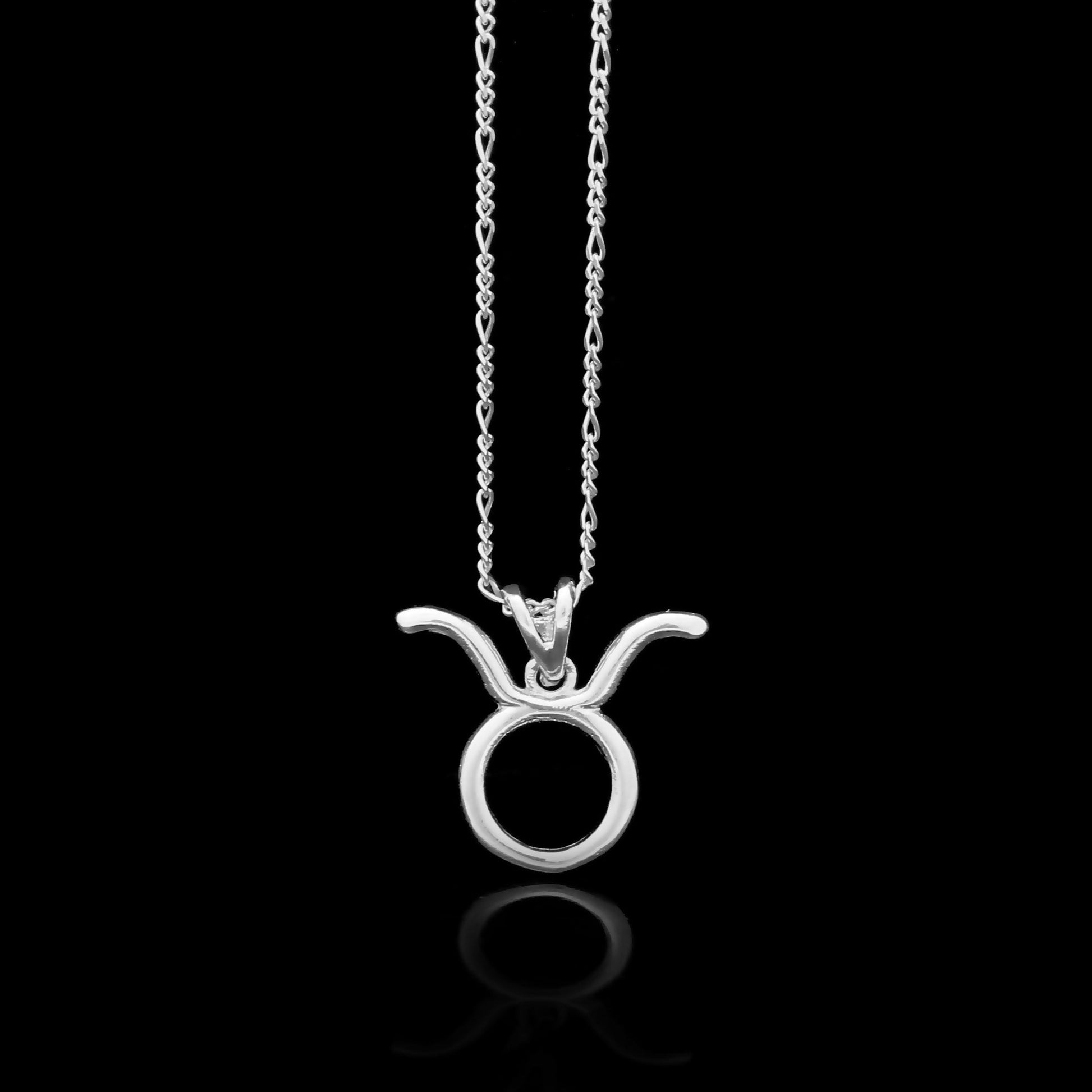 925 Sterling Silver TAURUS Symbol Charm Necklace, Zodiac Family Jewelry GemsRush