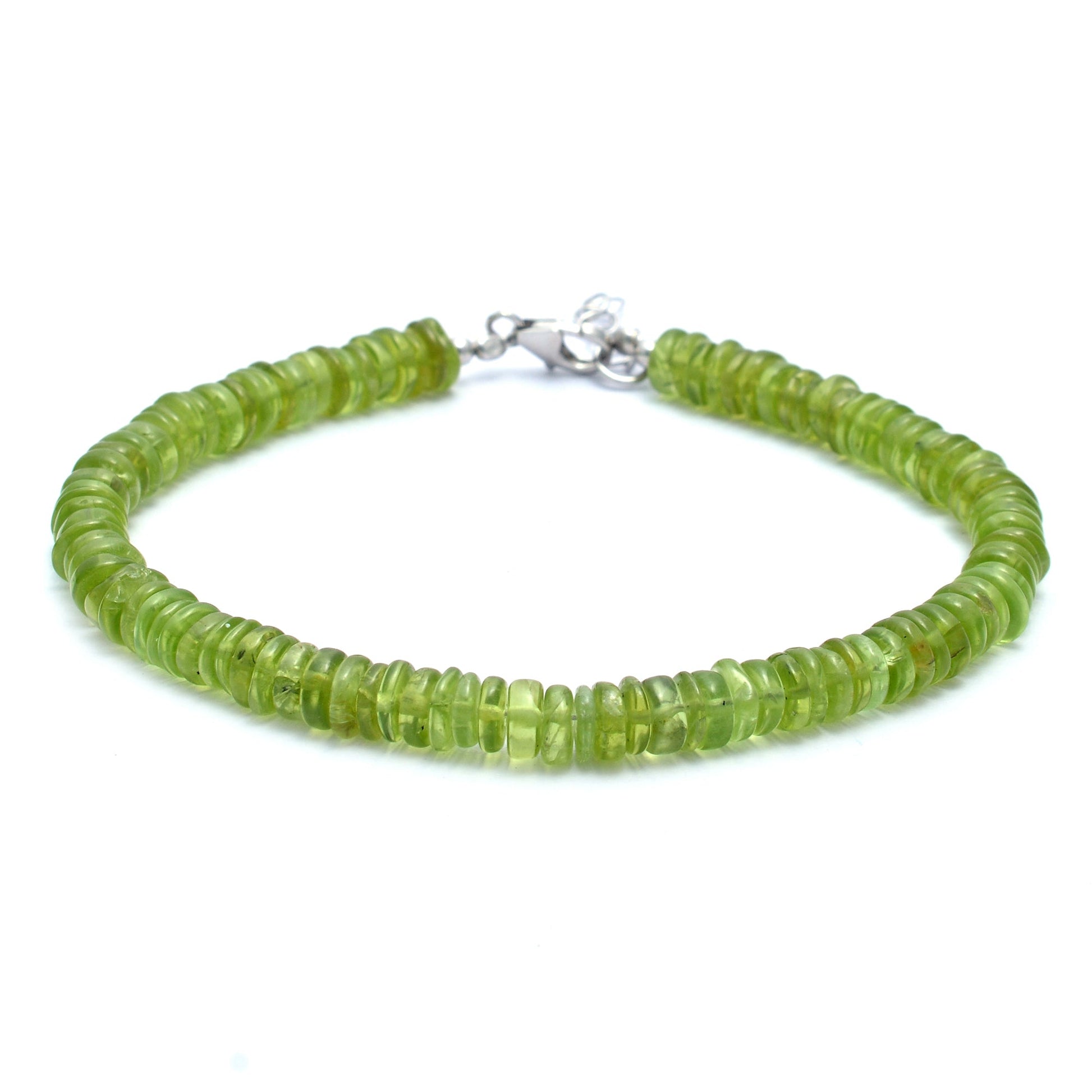 Adorable Green Peridot Gemstone Silver Lobster Lock Bracelet For Women GemsRush