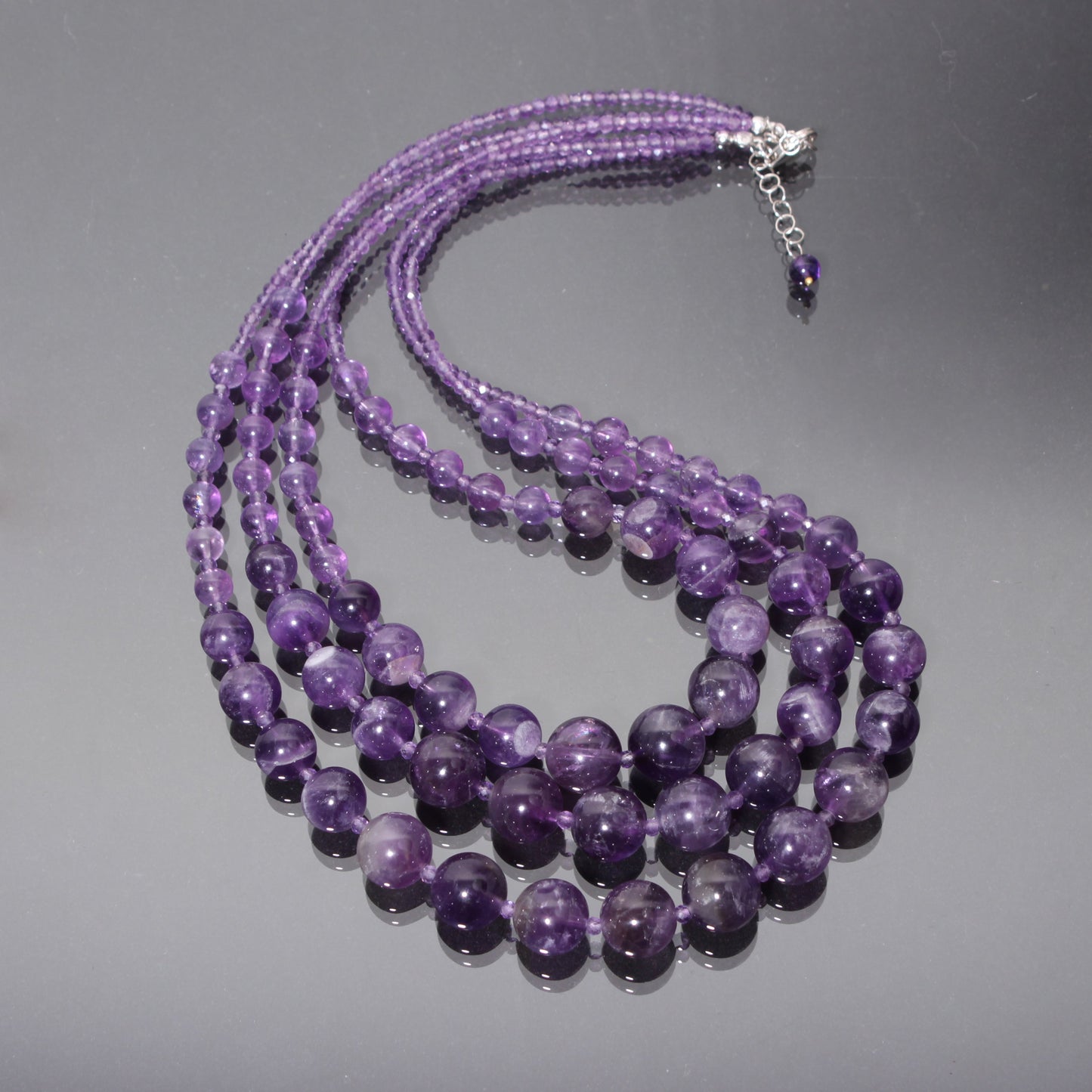 Amethyst Beaded Necklace, Purple Amethyst 6-12mm Multi Layer Beads Necklace, Designer Necklace, Women's Necklace, Amethyst Beads Jewellery GemsRush