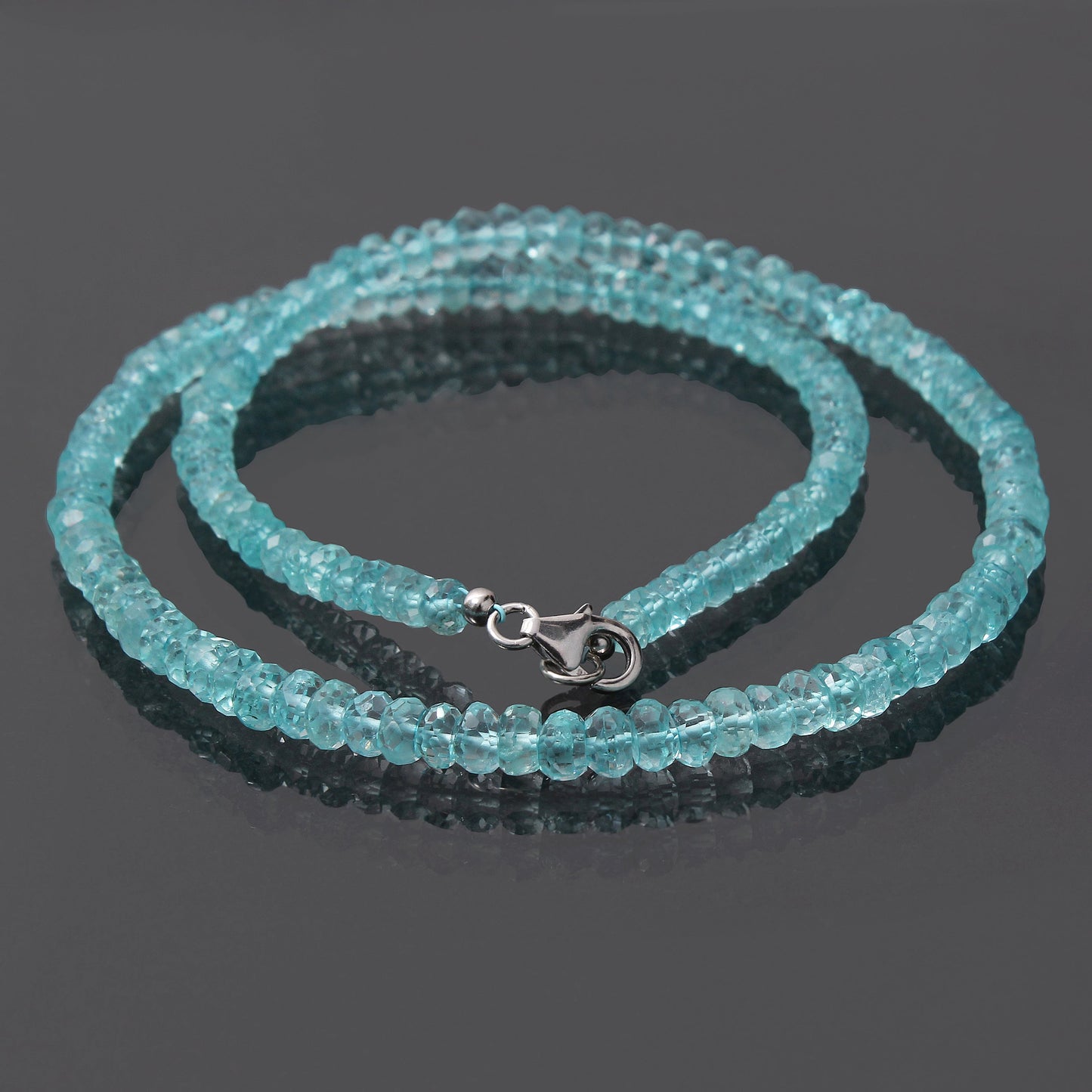 Aquamarine Beaded Necklace, March Birthstone Beaded Necklace, Faceted Necklace For Women. GemsRush