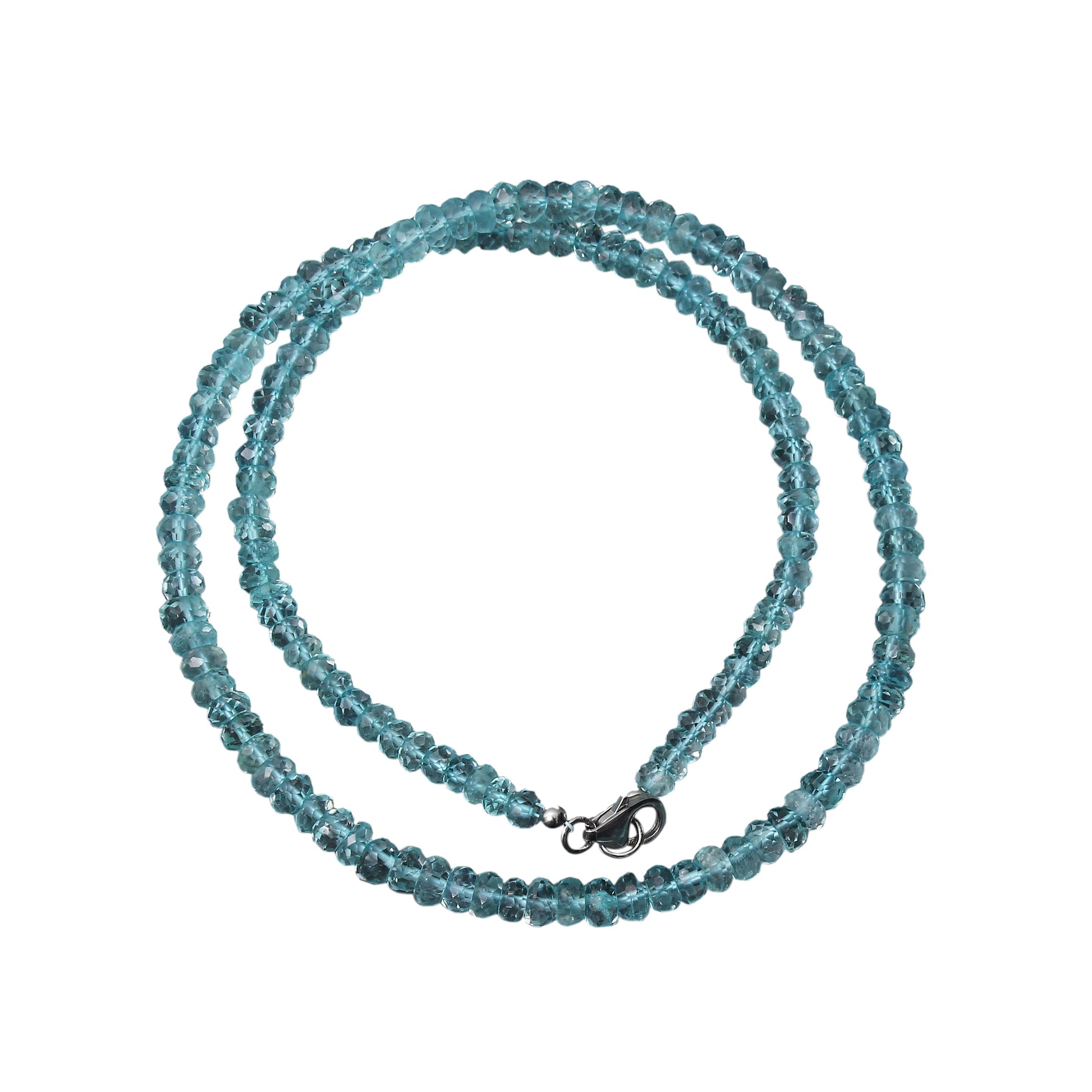 Aquamarine Beaded Necklace, March Birthstone Beaded Necklace, Faceted Necklace For Women. GemsRush