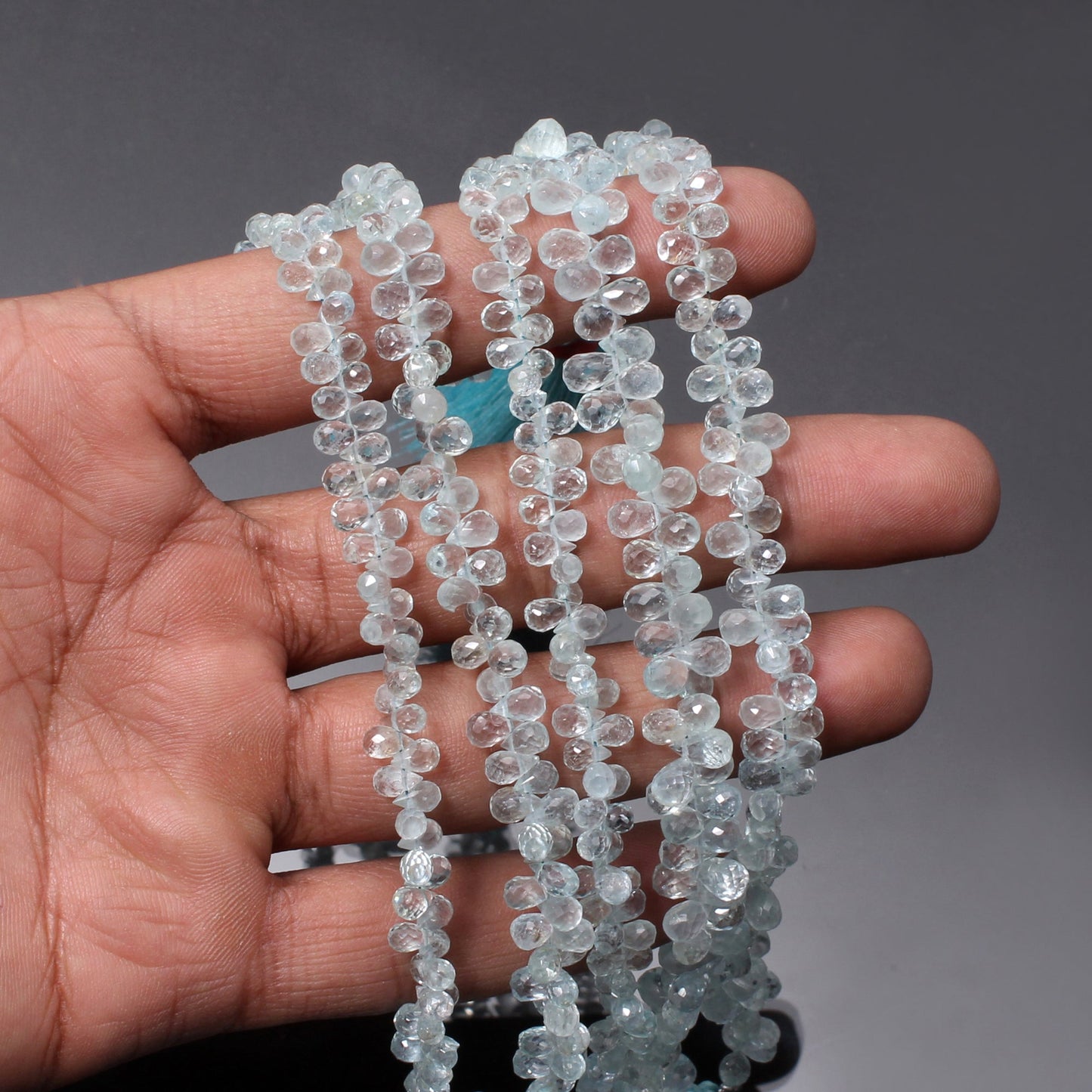 Aquamarine Faceted Drop Shape 7x4mm Briolette Beads | 8 Inch Aquamarine Strand GemsRush
