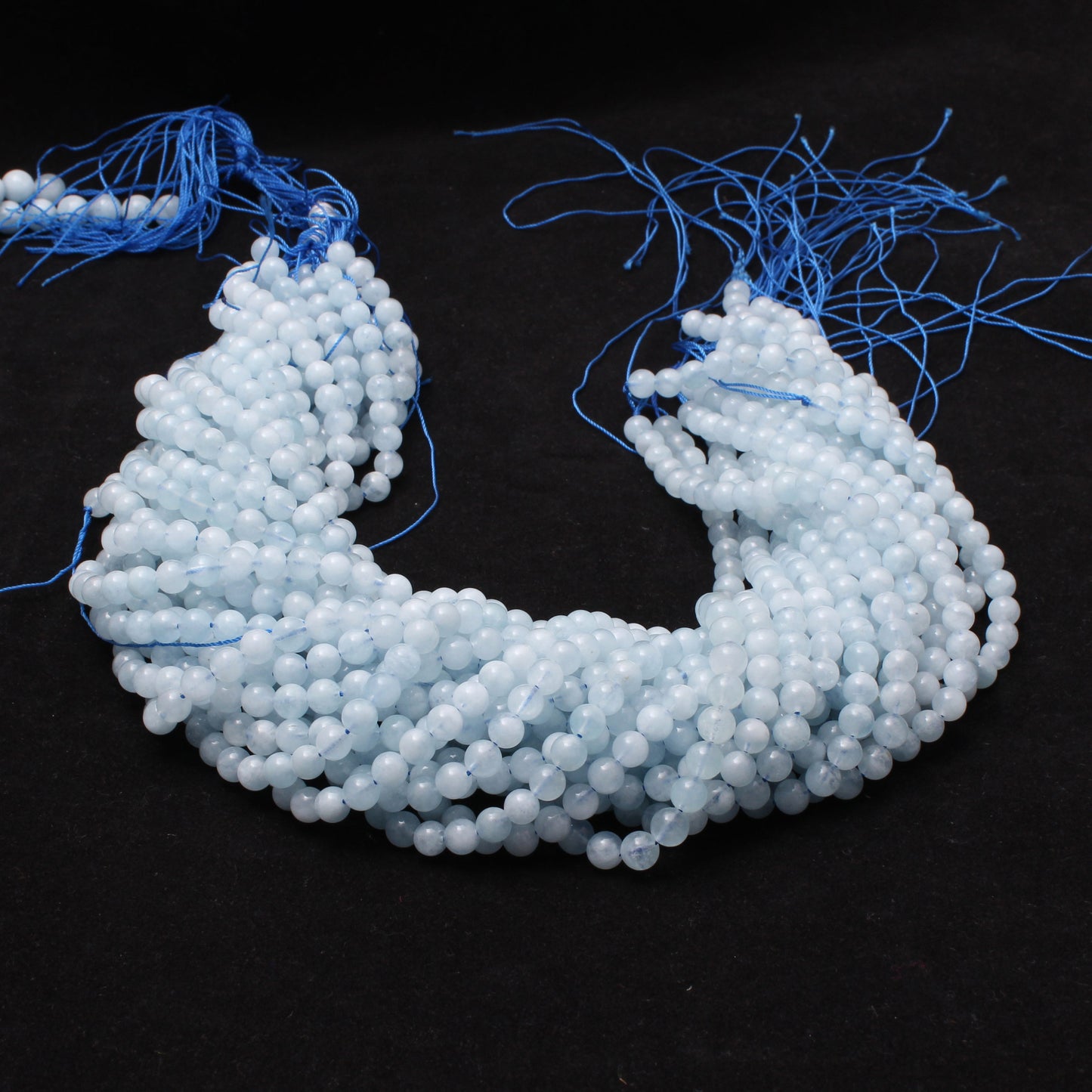 Aquamarine Round Beads, 6 mm Loose Beads Strand, 16 Inches GemsRush