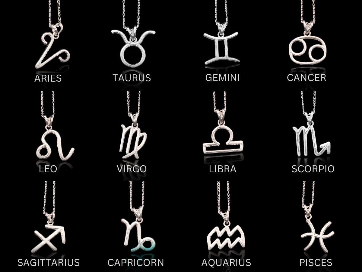 Astrology Zodiac Symbol Necklace, PISCES Silver Necklace, Gift For Bestfriend GemsRush