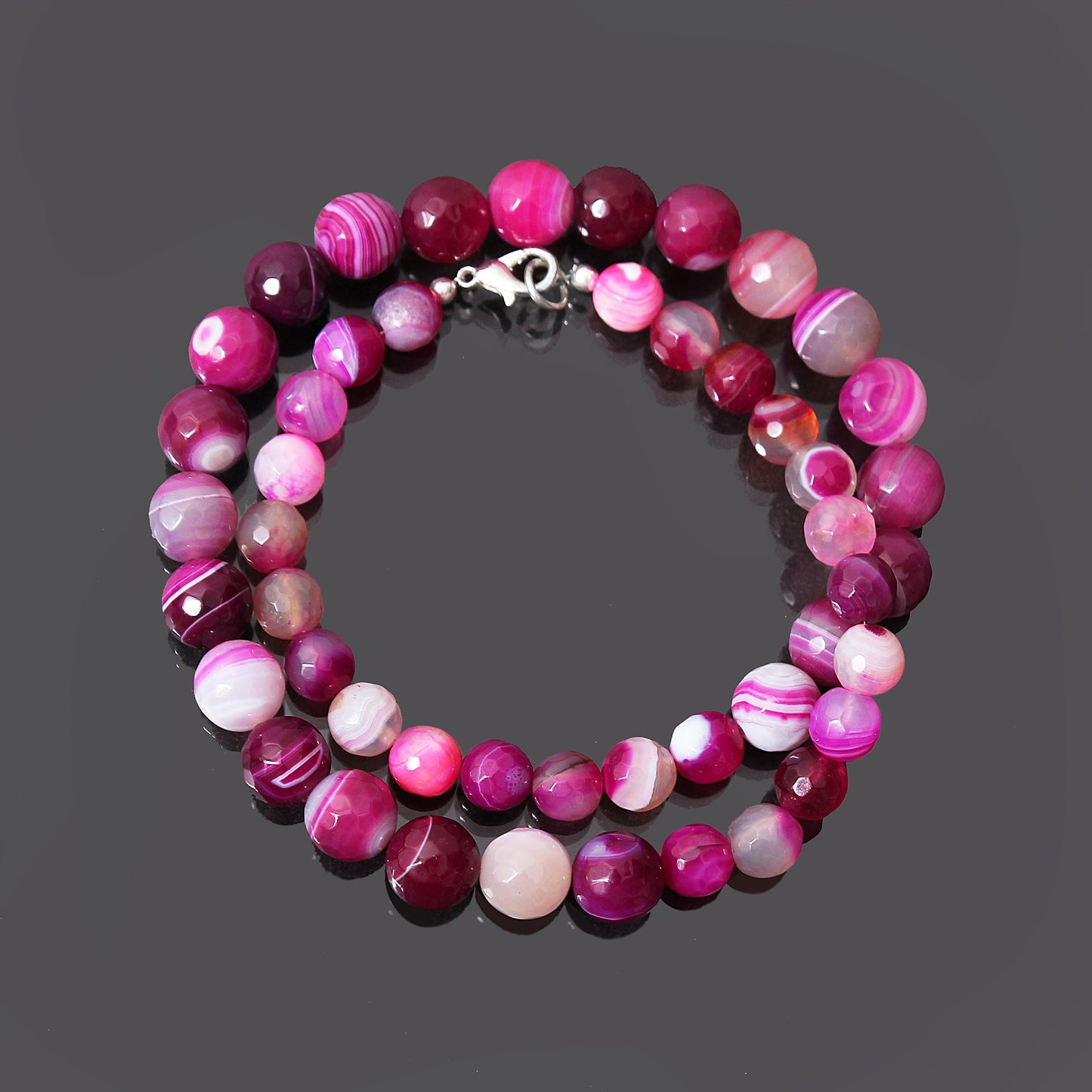 Attracting Pink Agate Gemstone Beaded Women Necklace GemsRush