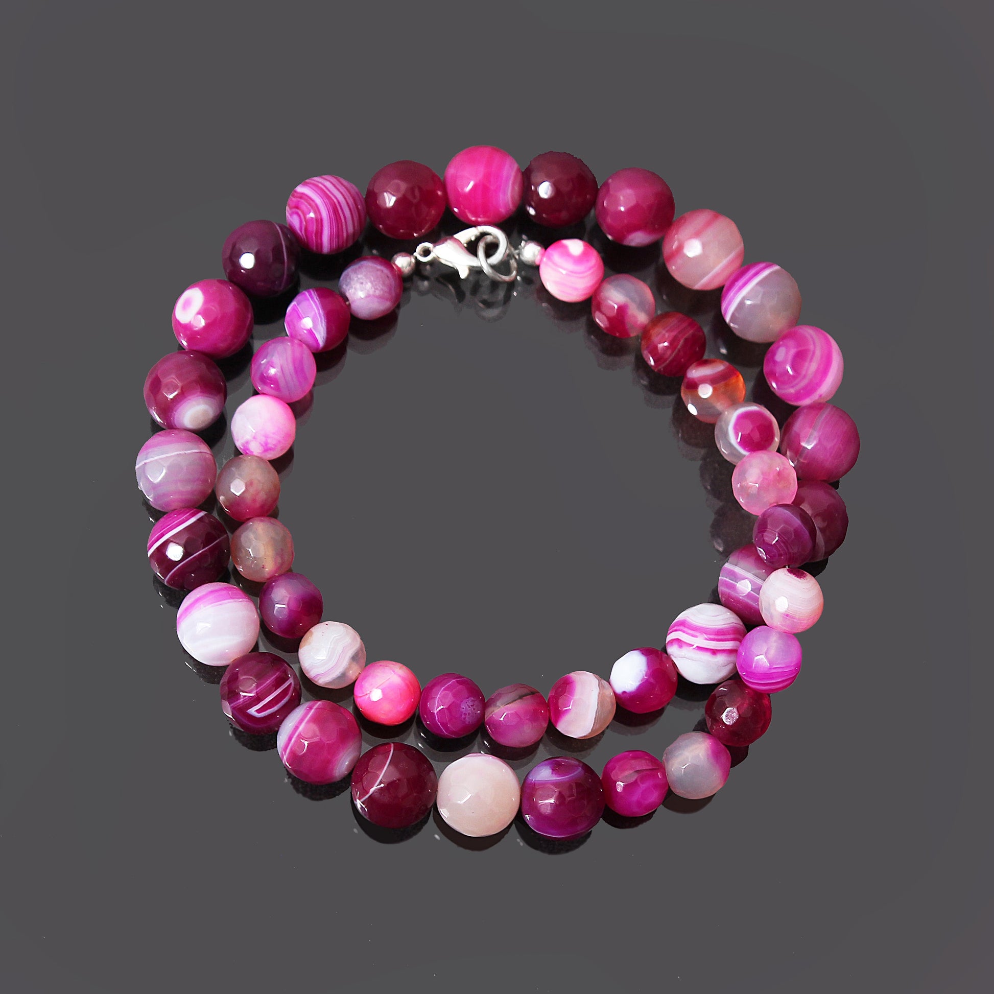 Attracting Pink Agate Gemstone Beaded Women Necklace GemsRush