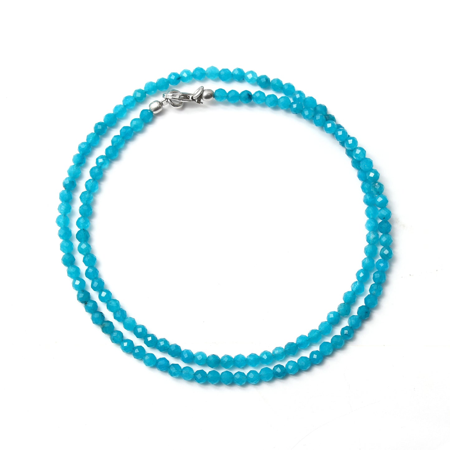 Beautiful Blue Quartz Beaded Necklace, Blue Quartz Micro Faceted Round Beads Necklace, Quartz Bead Jewelry, GemsRush
