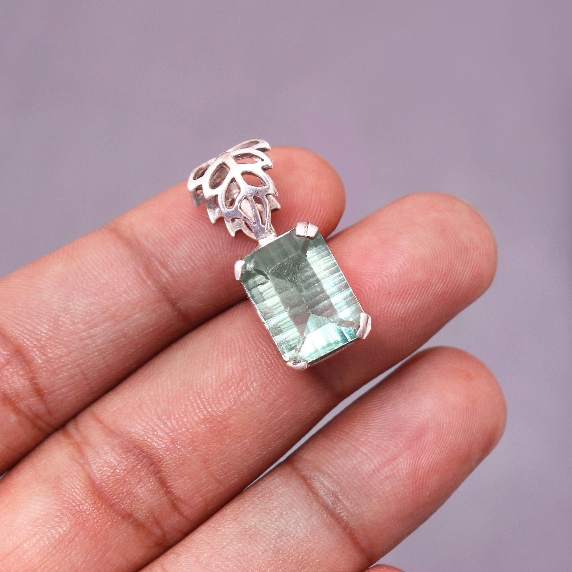 Beautiful Fluorite Gemstone Sterling Silver Pendant GemsRush