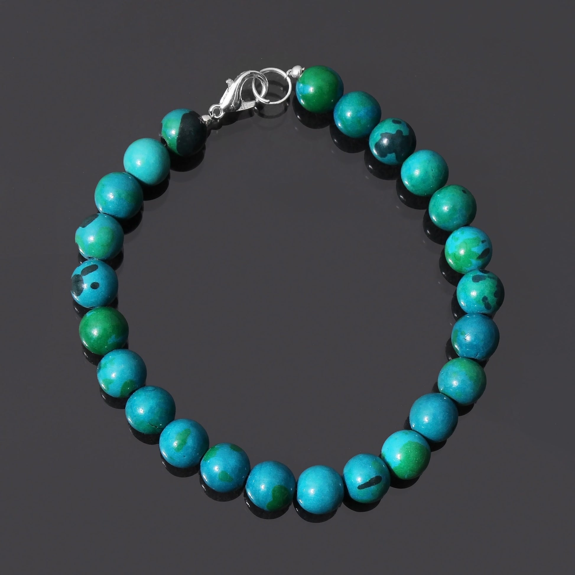 Beautiful Howlite Turquoise Beaded Bracelet with Silver Lock Promotes Calmness GemsRush