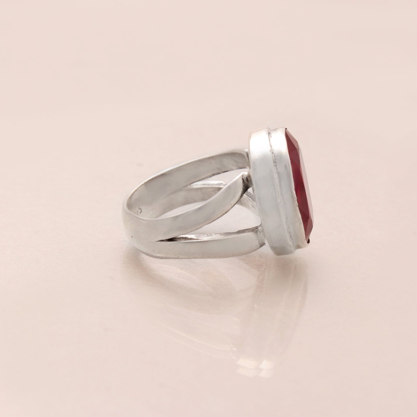 Big Ruby Silver Ring ( 6 1/2 US Ring Size ) GemsRush