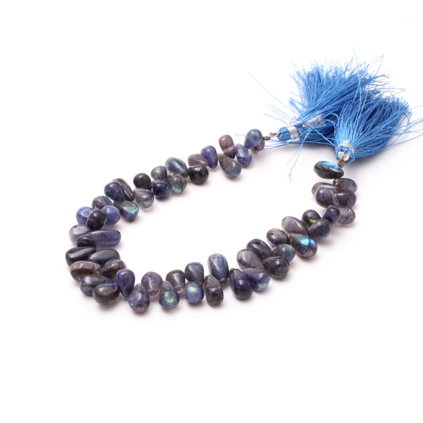 Blue Fire Labradorite Drop Shape Smooth Beads 8 Inch Plain Gems Strand GemsRush