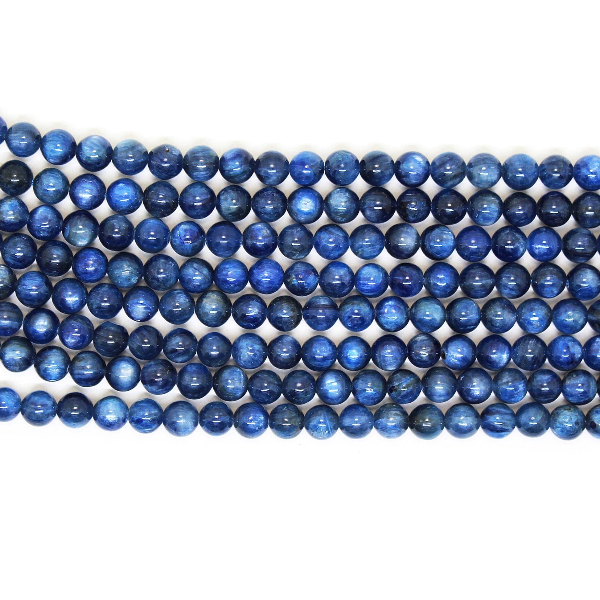 Blue Kyanite Gemstone Beads, Round Smooth 8 mm Beads For Craft Making GemsRush
