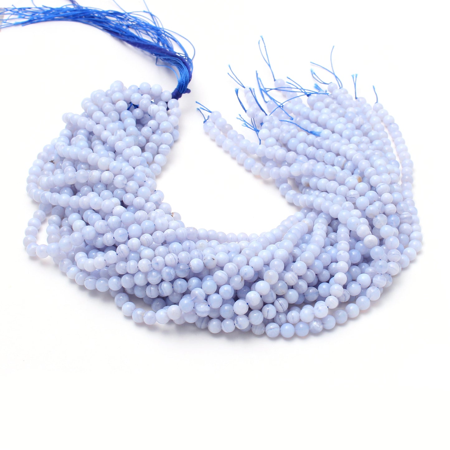 Blue Lace Agate Round Beads Strand, 6 mm Healing Beads, 16 Inches Strand GemsRush