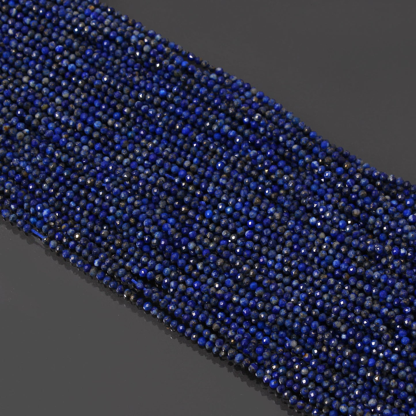 Blue Lapis Lazuli 2.5-3mm Round Shape Micro Faceted Cut Beads | Lapis 12.5 Inch Strand GemsRush