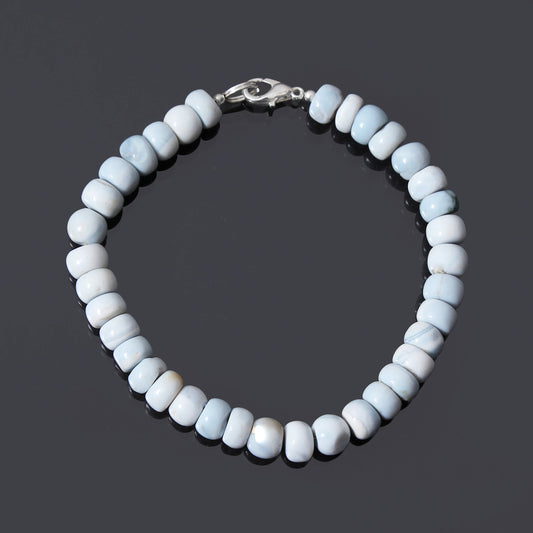 Blue Opal Smooth Rondelle Bracelet /October Birthstone Bracelet /Beautiful Gift For Girl & Boy. GemsRush