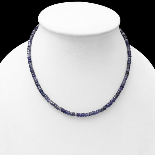 Blue Sapphire Beaded Necklace, September Birthstone Natural Beaded Necklace, Gift For Mom. GemsRush