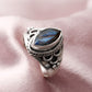 Captivating Blue Fire Labradorite Sterling Silver Ring | Size 7 US | Faceted Gemstone GemsRush