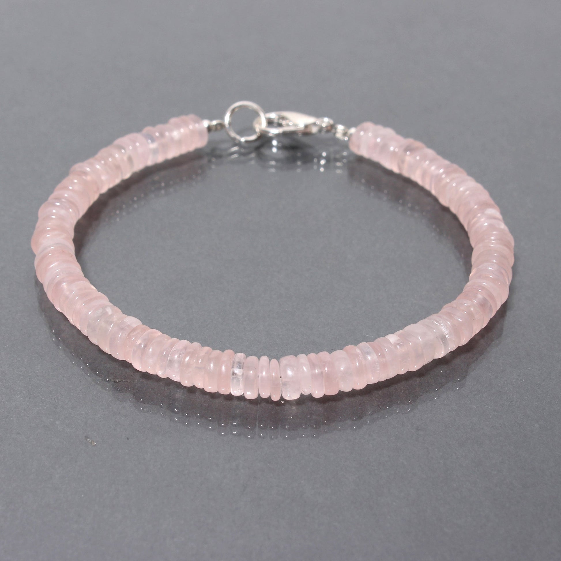 Captivating Rose Quartz Heishi Bracelet with 925 Silver Lock - A Jewelry Box Essential! GemsRush
