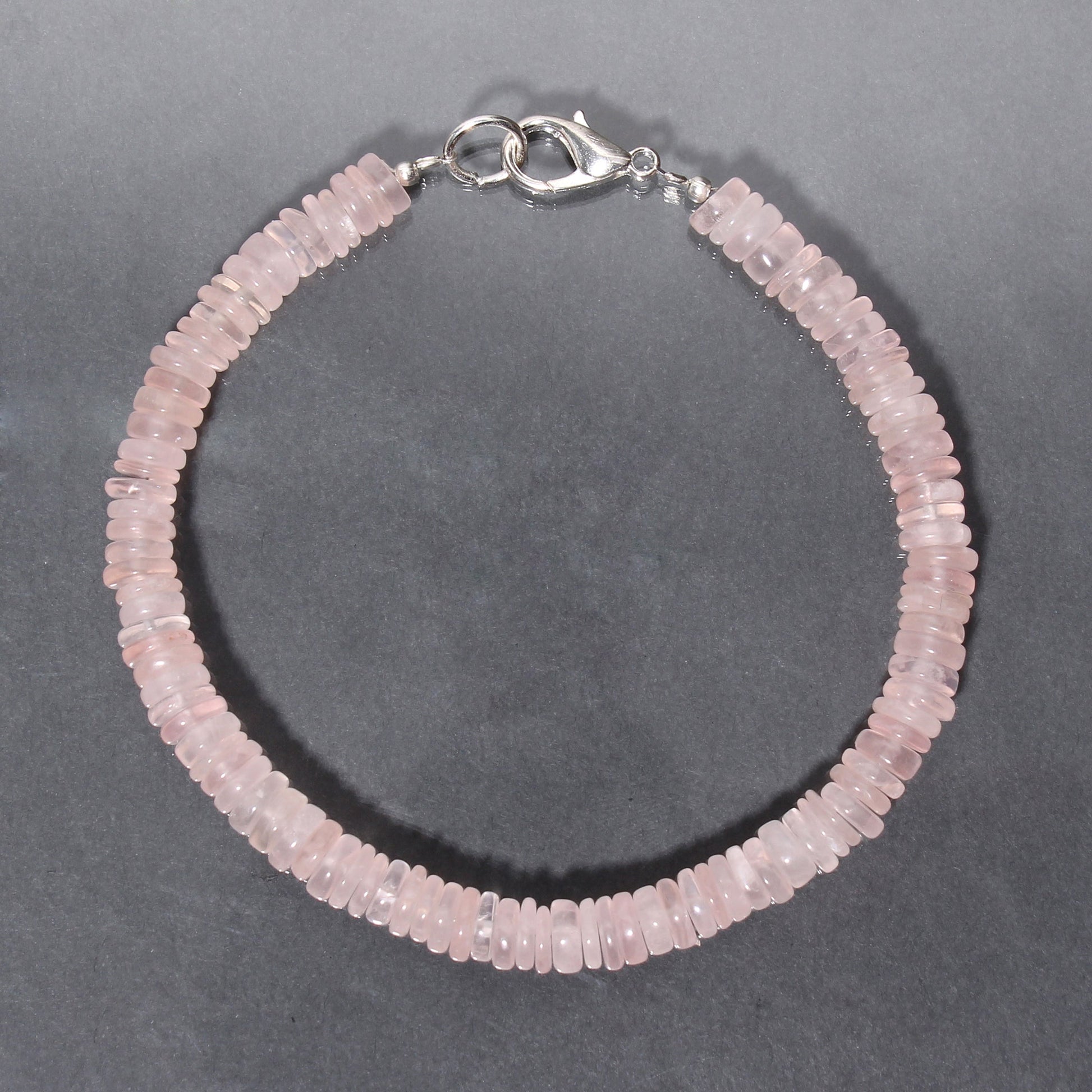 Captivating Rose Quartz Heishi Bracelet with 925 Silver Lock - A Jewelry Box Essential! GemsRush
