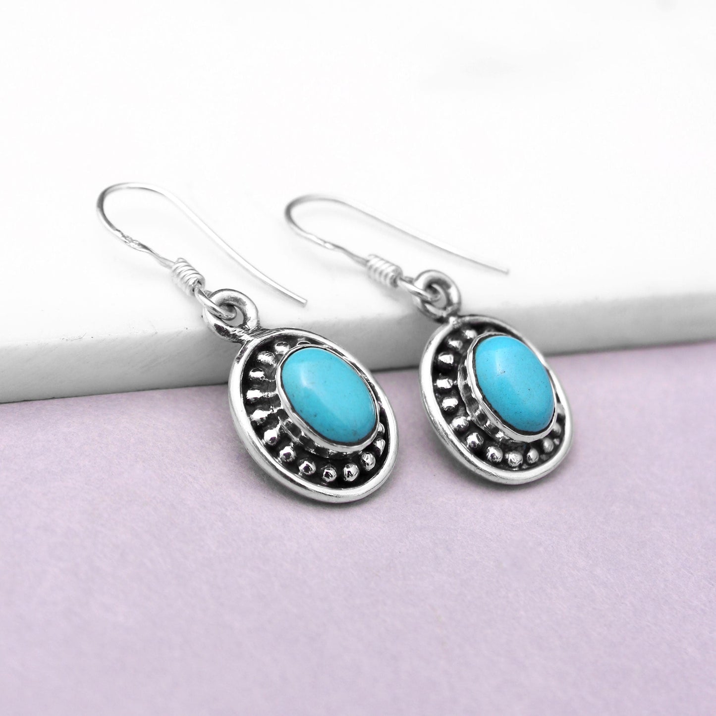 Charming Turquoise Silver Dangle Earring - Every Occasion Wear GemsRush