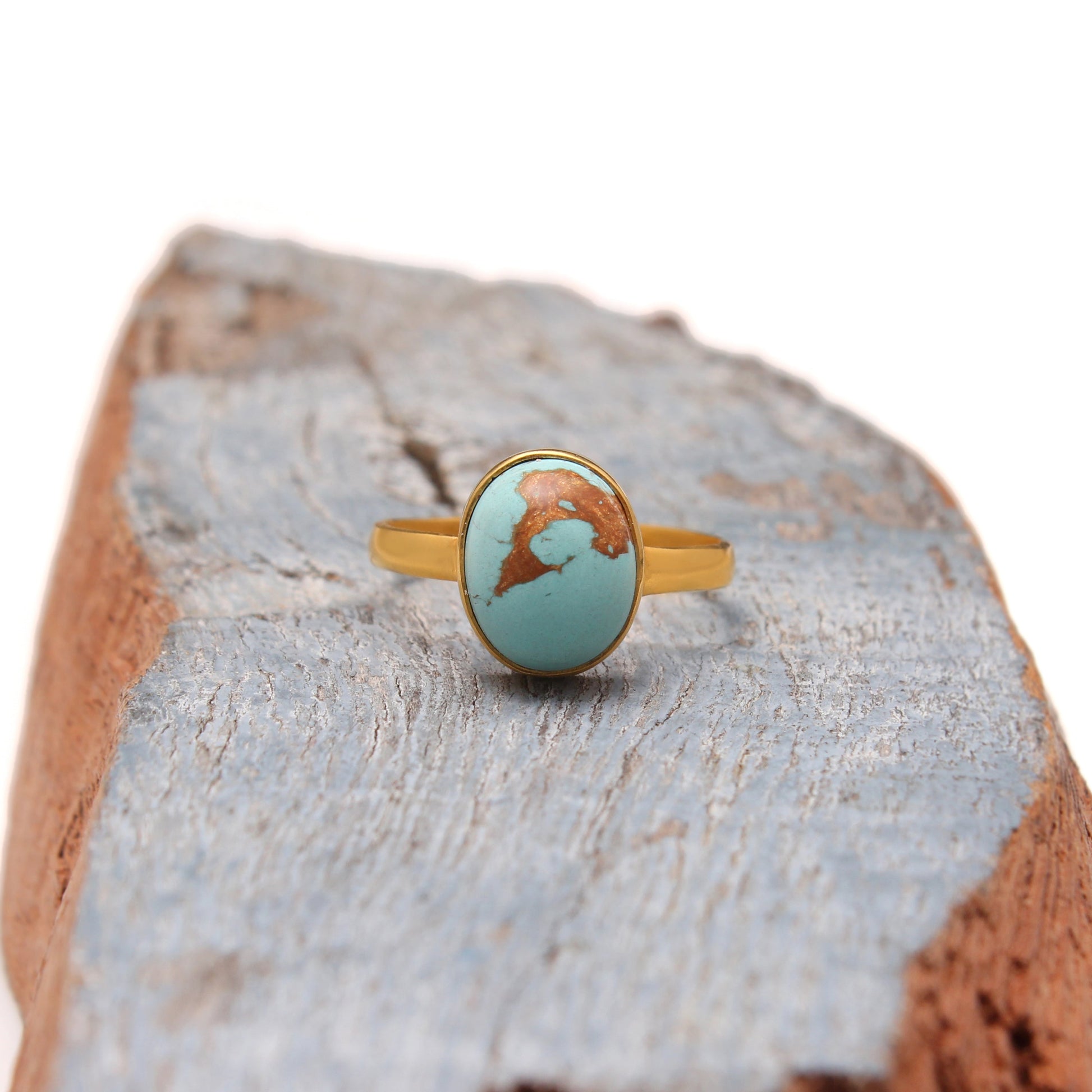 Copper Turquoise 925 Gold Plated Ring GemsRush