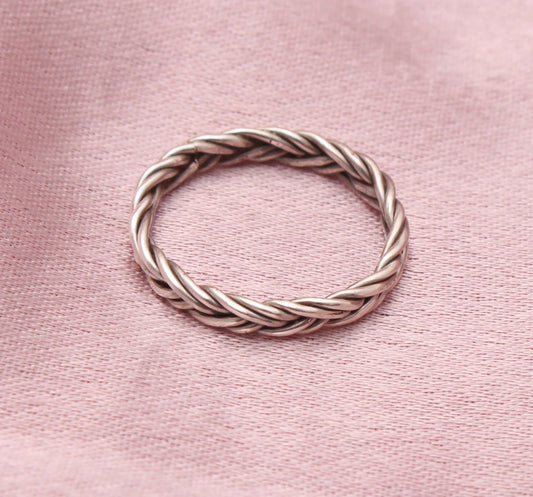 Double Braid Handmade Silver Band Ring ( 6 us ring size ) GemsRush