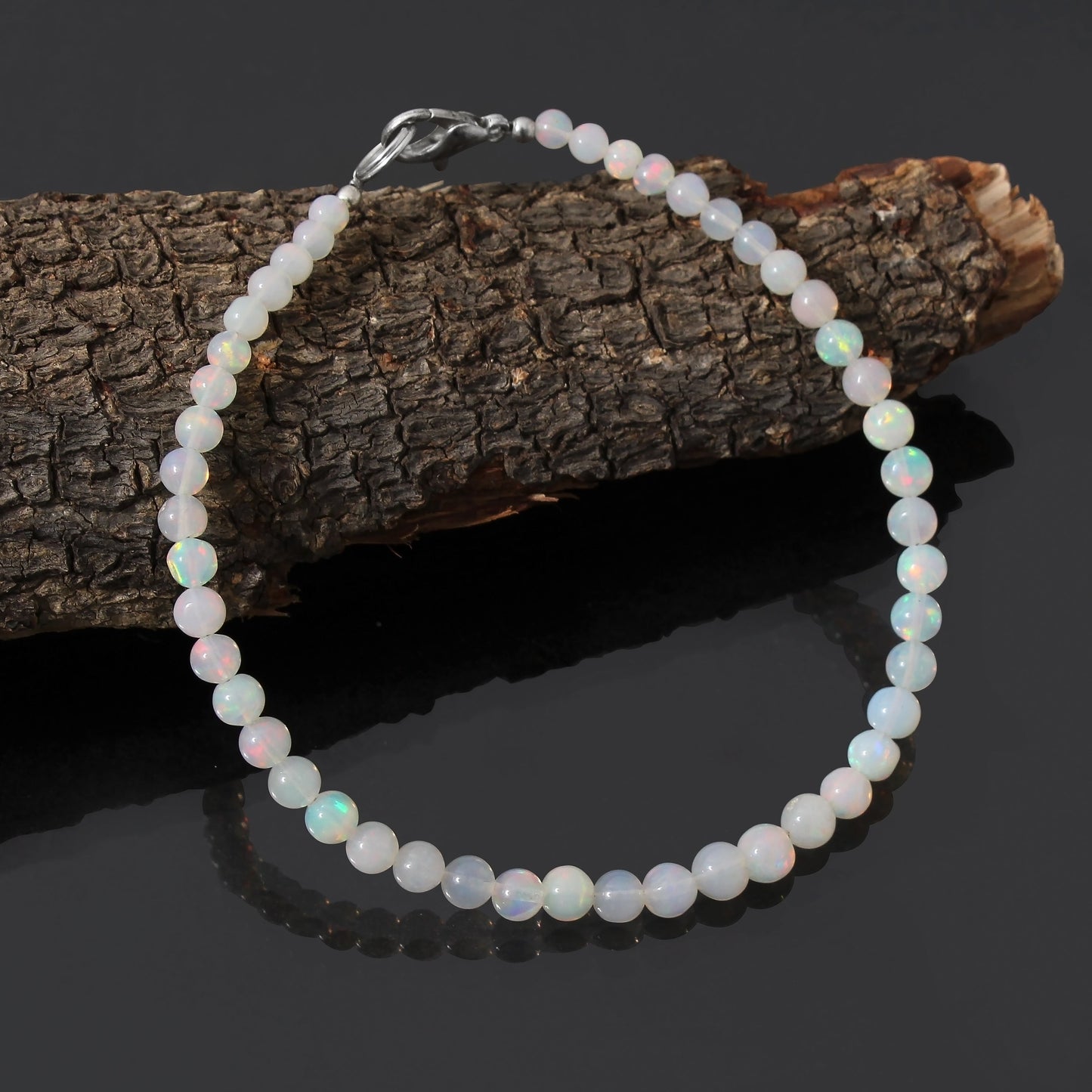 Ethiopian Opal Beaded Bracelet  Natural Opal Smooth Rondelle Bead Bracelet, Gift for GemsRush