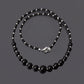 Eye Catchy Black Onyx Smooth Round Beaded Necklace 18 Inch With Sterling Silver Lobster Lock GemsRush