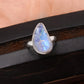 Fancy Cab Blue Fire Moonstone Silver Ring ( 8 US Ring Size ) GemsRush