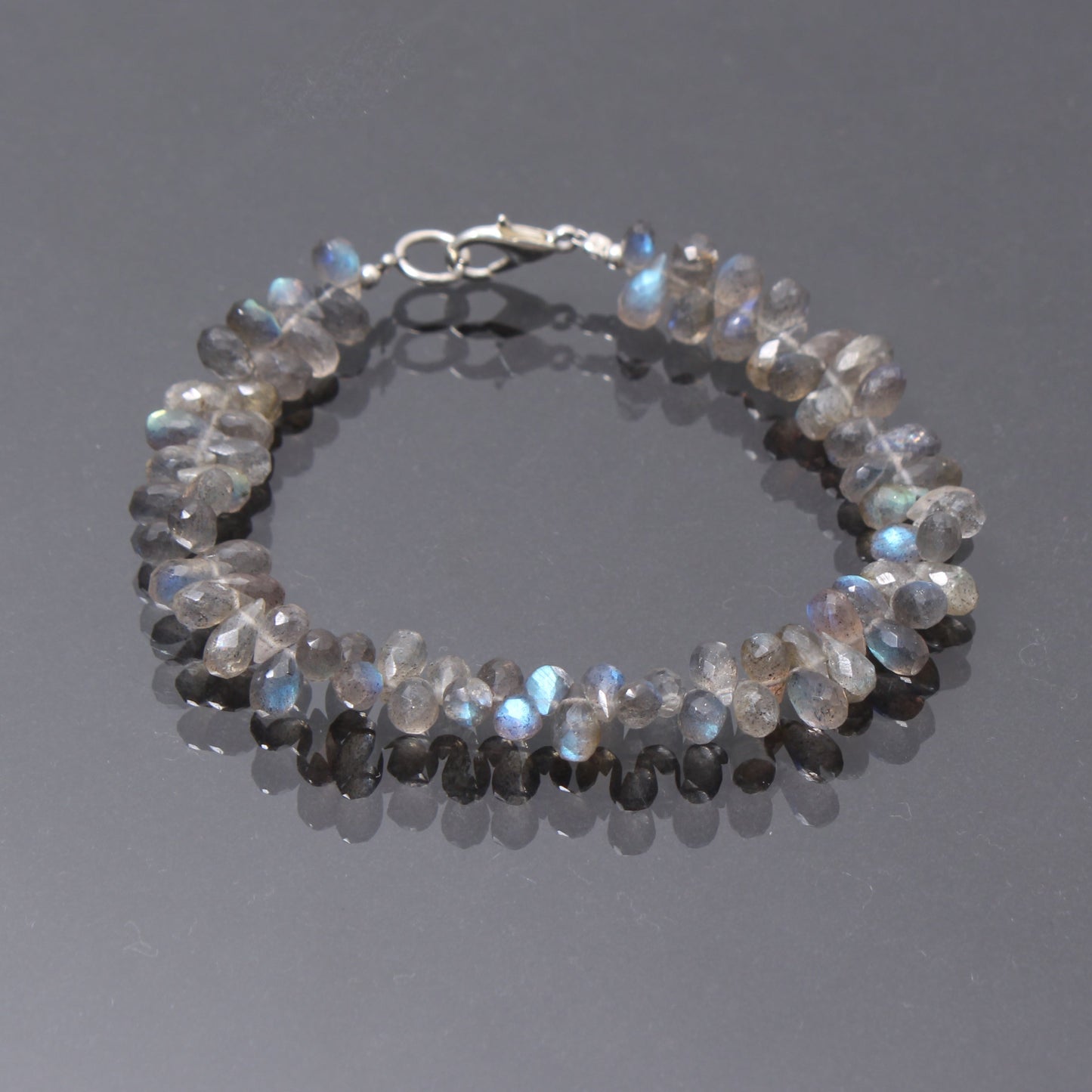 Fancy Drop Shape Bracelet Studded With Natural Blue Fire Labradorite Gemstone GemsRush