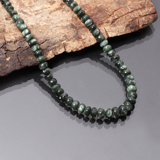 Genuine Green Seraphinte Gemstone Rondelle Beads Necklace GemsRush