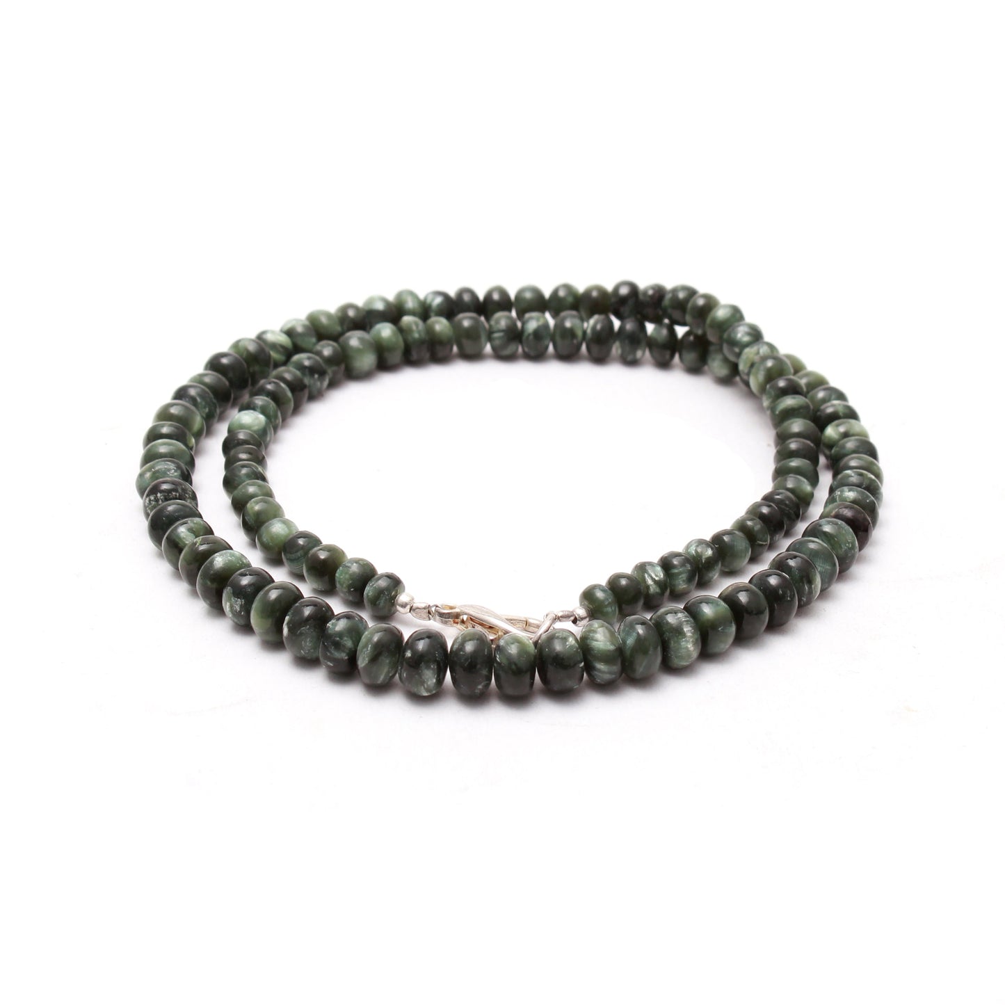 Genuine Green Seraphinte Gemstone Rondelle Beads Necklace GemsRush
