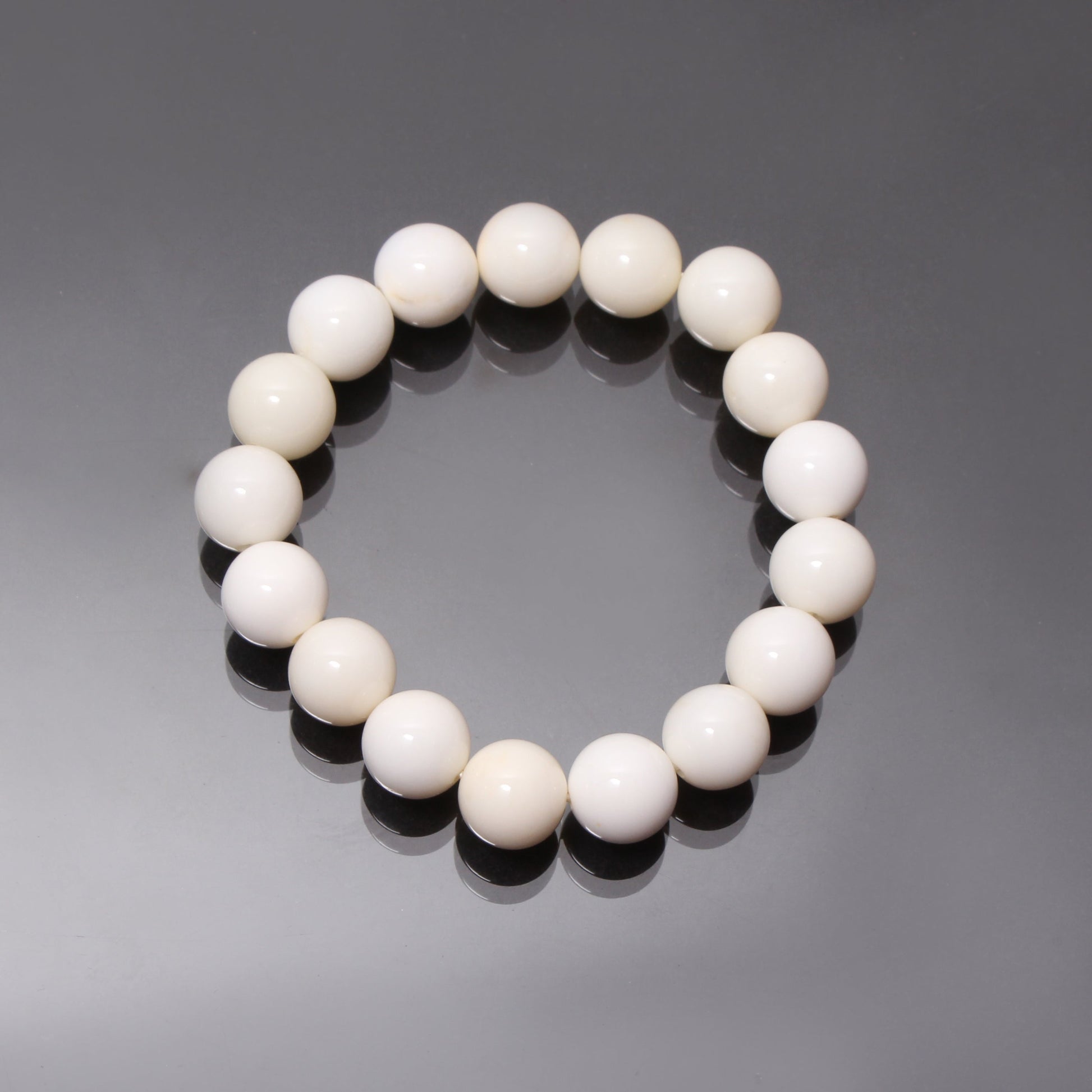 Genuine White Opal Beaded Bracelet, Smooth Round White Gemstone Bracelet-Stretch Bracelet-Adjustable Bracelet-Gifts Ideas GemsRush